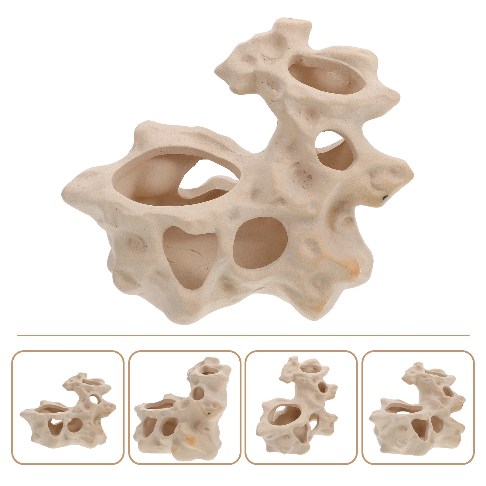 

Realistic Ceramic Aquarium Ornament Fish Tank Hiding House with Wide Base Submersible Fish Tank Decor for Small to Medium