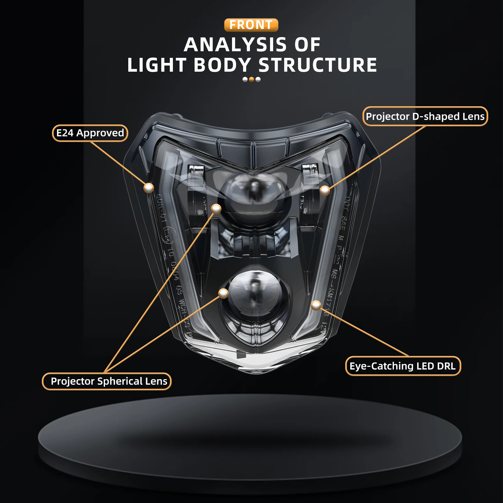 for KTM 690 SMC Enduro R Dirt Bike LED Headlight Assembly for KTM 125 150 200 250 300 350 450 500 EXC EXC-F XC-W XCF-W Headlamp