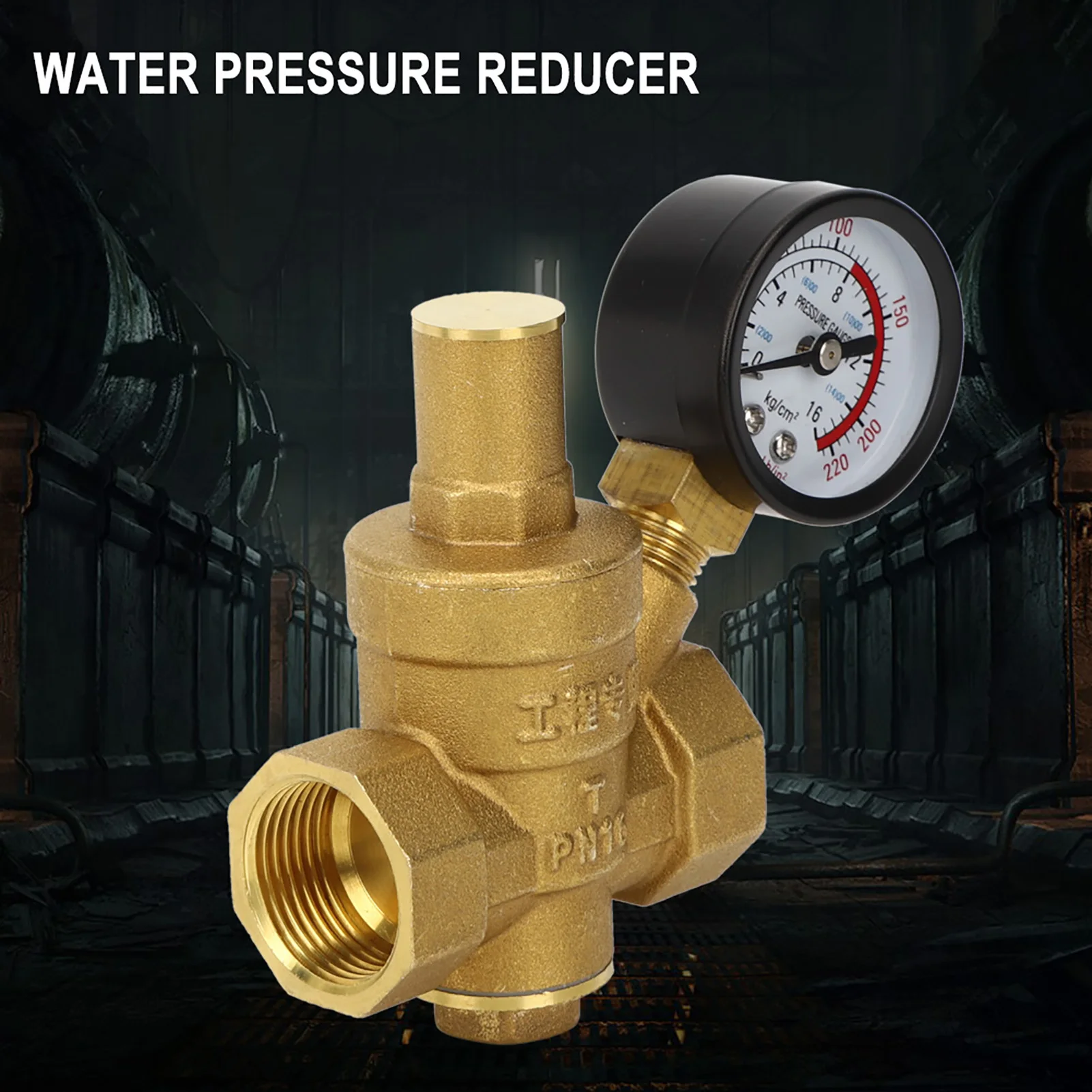 DN20 Brass Adjustable Water Pressure Regulator Reducer with Gauge Meter Brass Pressure Regulator Water Pressure Regulator