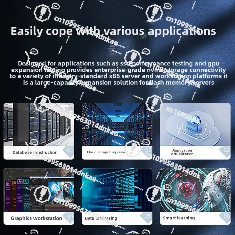 PCIe4.0 X16 10 * SFF8654 8i U.2 NVMe بطاقة توسيع بطاقة الرسومات AI توسيع PEX88096