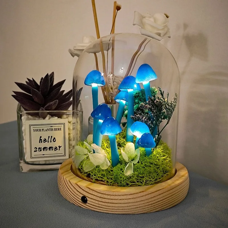 

Mushroom Night Light in Glass Dome Warm White LED Mushroom Lamp for Home Room Decor Unique Birthday Christmas Gift for Women Mom