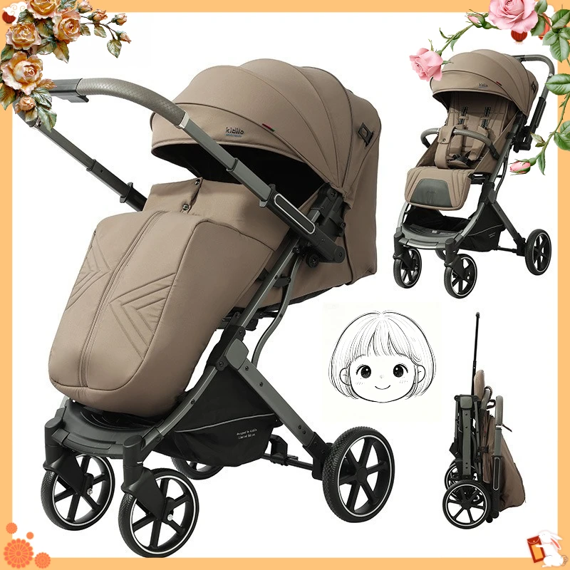 

Kidilo D9F High View Baby Stroller Reversible Design Fully Reclining Seat Lightweight Portable Pushchair for Newborn Toddler