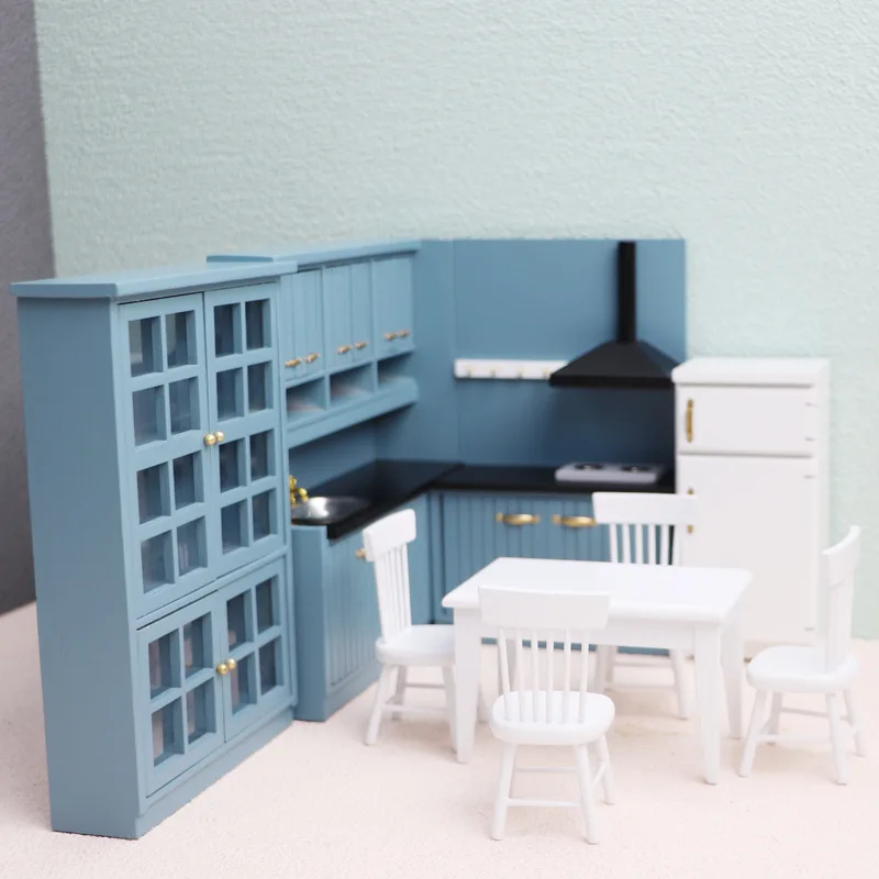 1:12 Miniaturowe meble do domku dla lalek, zestaw kuchenny, nowoczesne miniaturowe jedzenie, zabawka kuchenna, modele szafek, kreatywne akcesoria do domku dla lalek