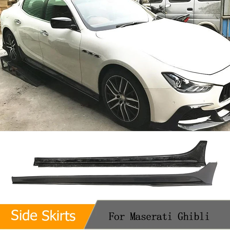 Car Side Skirts Extensions For Maserati Ghibli Sedan 4-Door 2014-2019 Carbon Fiber Racing Side Door Bumper Apron Lip Body Kits