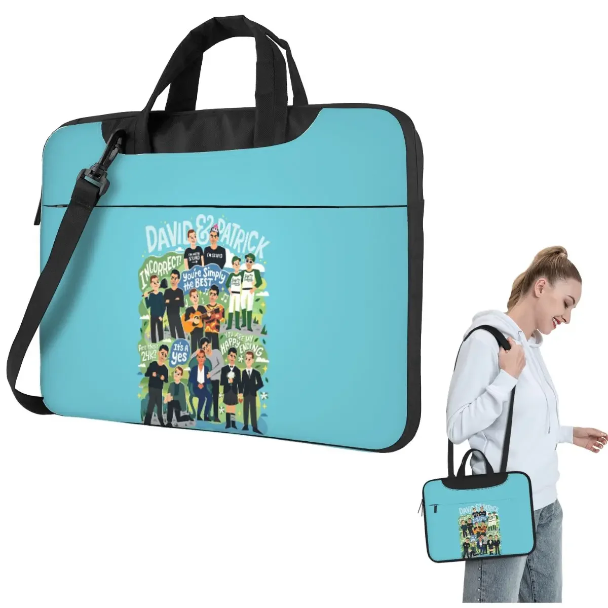 D&P Collage Crossbody Laptop Bag Case Computer Bag Resistant Protective Notebook Pouch for Macbook Pro