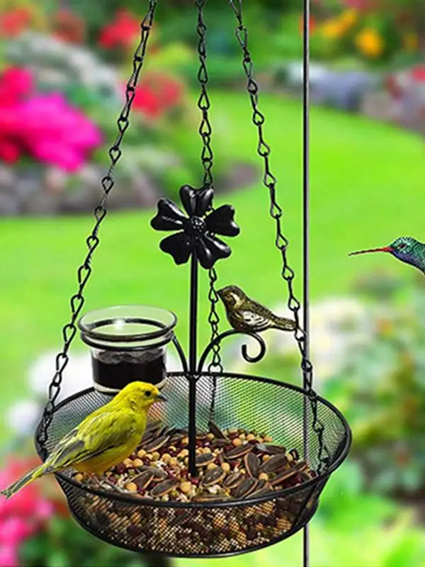 Vogelfutterstation für Wildvögel, Vogelfutterstation für den Außenbereich mit Wasserbecher, Garten- und Hofdekoration, verbessert das Erlebnis der Vogelbeobachtung