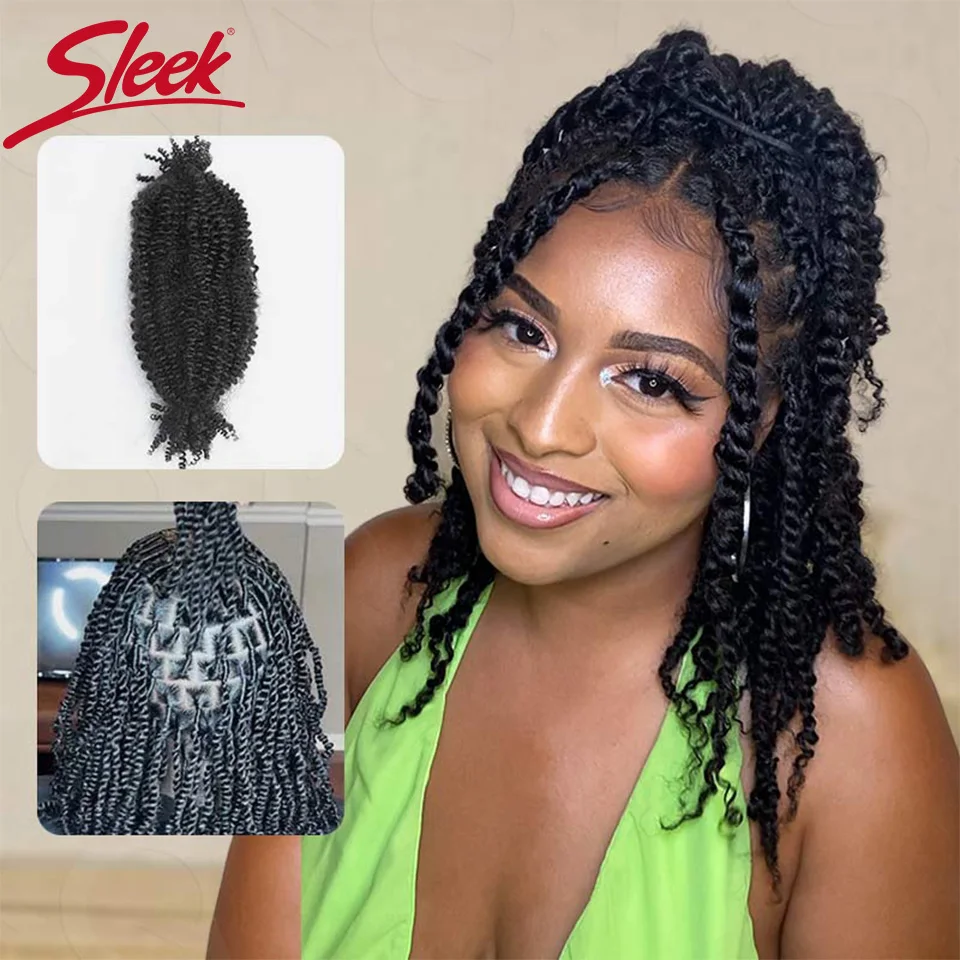 

22Inch Kinky Twist Crochet Braiding Hair 100% Human hair Bundles Sleek Curly Human Hair Bulks QVR 1 PCS Afro Kinky V Bulk Hair