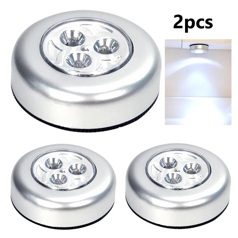 LED Touch Push Light 2 Pack with Responsive Button Spot Illumination for Bookshelves Drawers Bars Cabinets and Outdoor Night Use