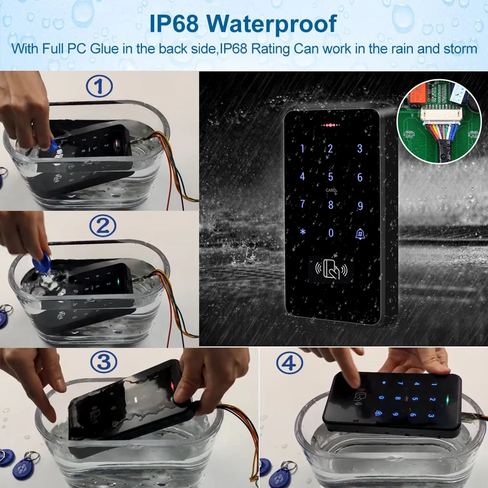 Yitoo totalmente à prova dwaterproof água porta sistema de controle acesso kit, 3000 usuários teclado inteligente com fechaduras elétricas e unidade de energia profissional