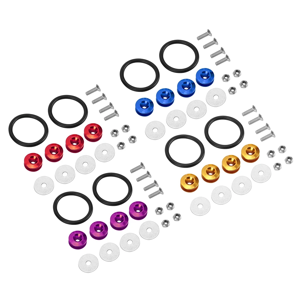 Quick Release Fasteners Rings Colorful Quick Release Fasteners Rubber Rings Kit for Car Bumper Trunk Mud Guard Lid