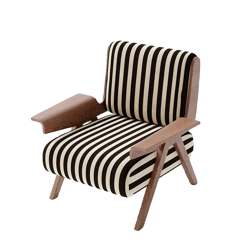 

French single sofa chair light luxury high-end living room balcony home antique style, solid wood leisure chair