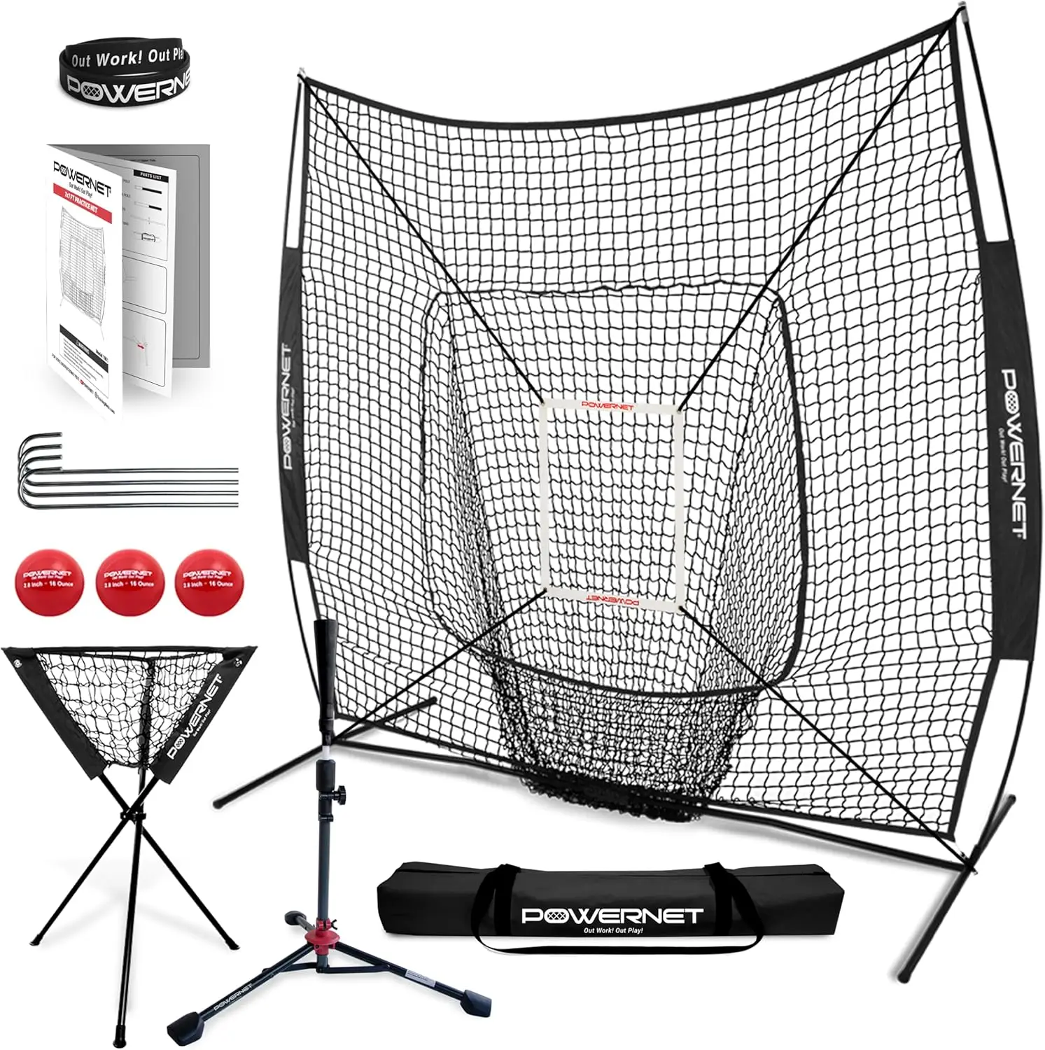

7x7 Baseball Softball Practice Net with Accessories for Pitching, Batting & Fielding Training