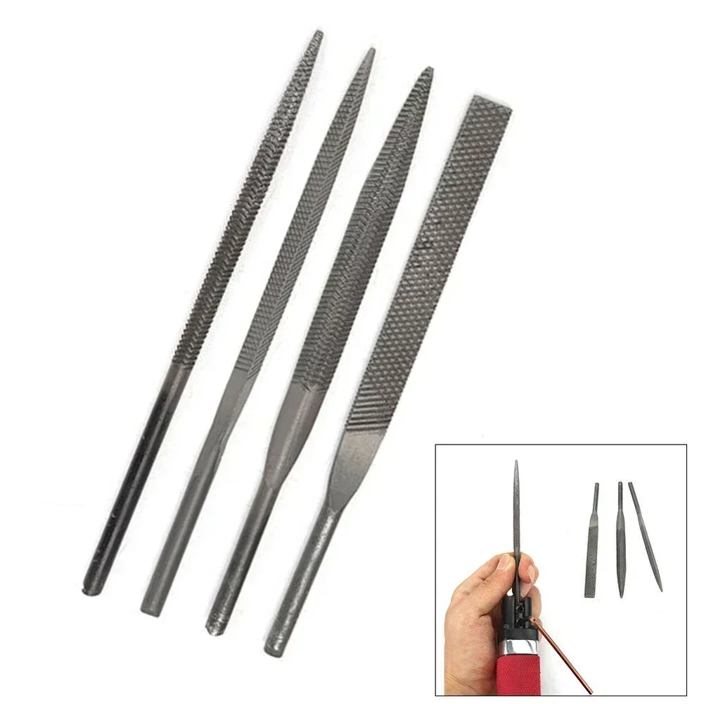 4pcs 140mm Pneumatic File Blades Small File Flat/Half Round/Triangle/Round File For AF-5 AF-10 Pneumatic Tool