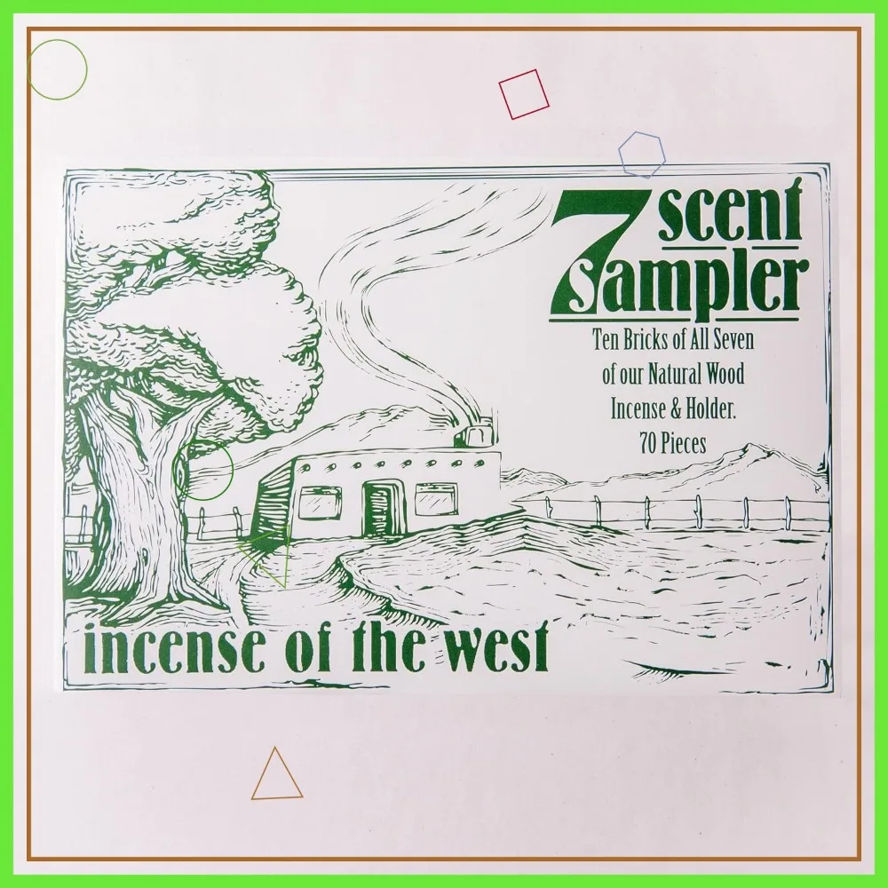 

Natural Wood Incense Sampler - 7 Scents with Burner, 70 Bricks - USA Made