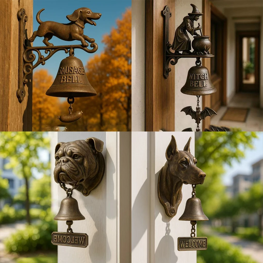 Retro Fun Welcome Doorbell Doberman Bell Wall Mounted Dog Welcome Charming Entrance Ren Dog Lovers Decoration