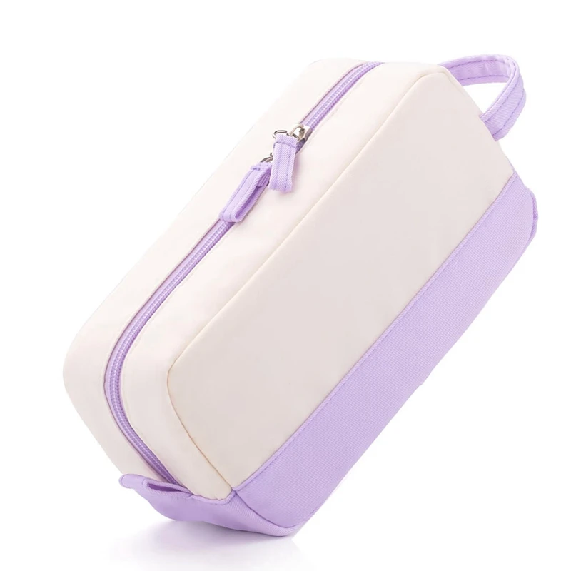 مقلمة ABSK-حقيبة أقلام رصاص ذات سعة كبيرة مع مقبض وحقيبة تنظيم ناعمة للفتيات المراهقات البالغات، أرجواني