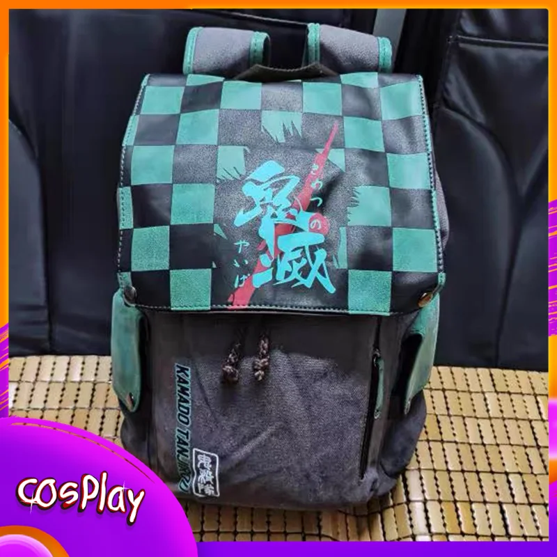 

Demon Slayer Backpack Anime Peripheral Student Schoolbag Canvas Men And Women Backpack Casual Trendy Cartoon Drawstring Bag Gift