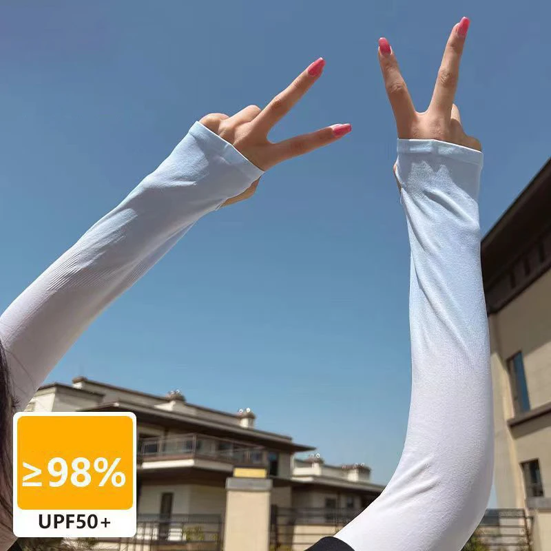 أكمام ذراع للركض وركوب الدراجات ، قماش مثلج ، تنفس ، جفاف سريع ، حماية من أشعة الشمس فوق البنفسجية ، غطاء طويل ، ملابس رياضية ، UPF50 + #5