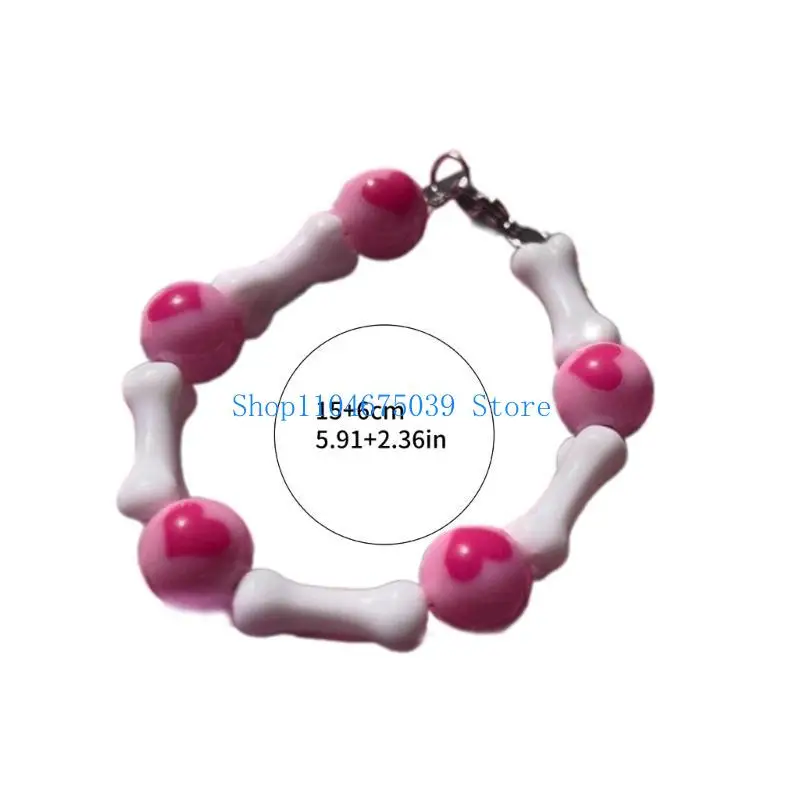 5ASD Love Love Trendy Round Bead Bone Bracelet Wristchain Alemble Length Handchain Associate لعشاق الموضة #6