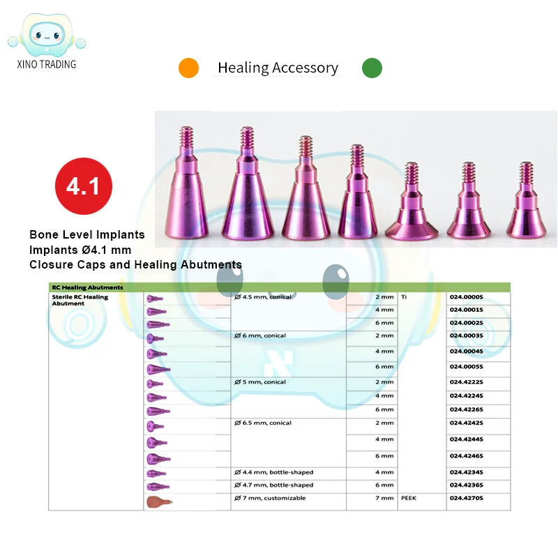 6 Piezas de Abutments de Titanio para Curación, Compatibles con el Sistema de Implantes ITI, Componente Protésico Dental para Laboratorio de Restauración
