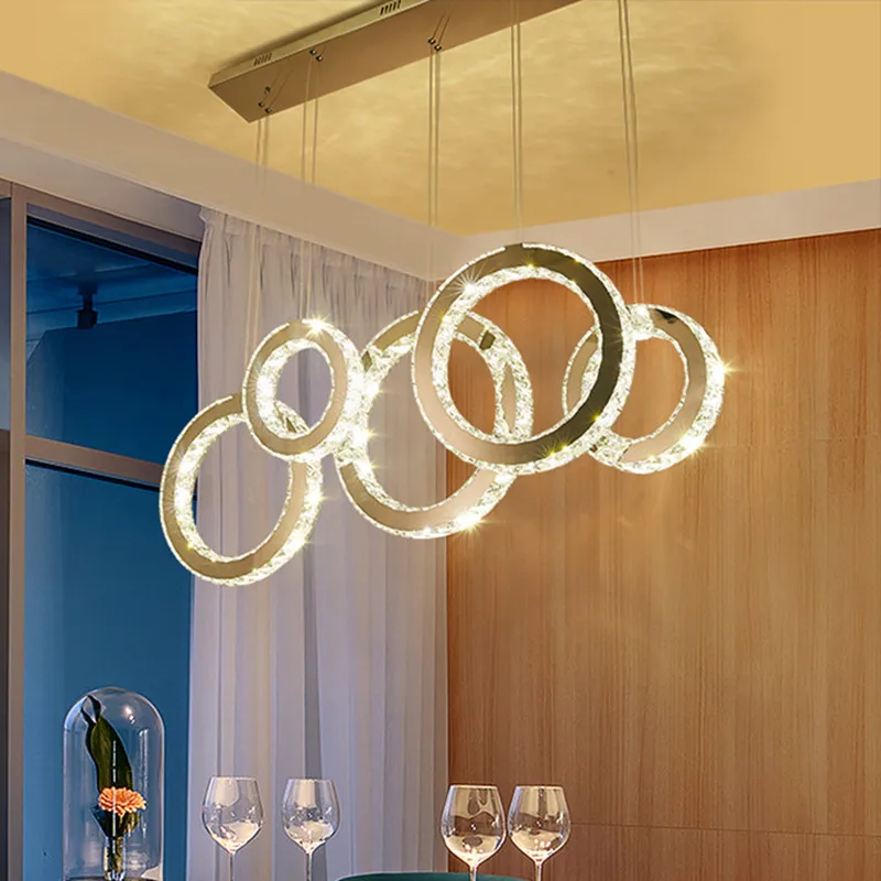 

Dining Room Pendant Light Modern Luxury Crystal LED Light Living Room Kitchen Island Table Hanging Light Creative Round Fixture