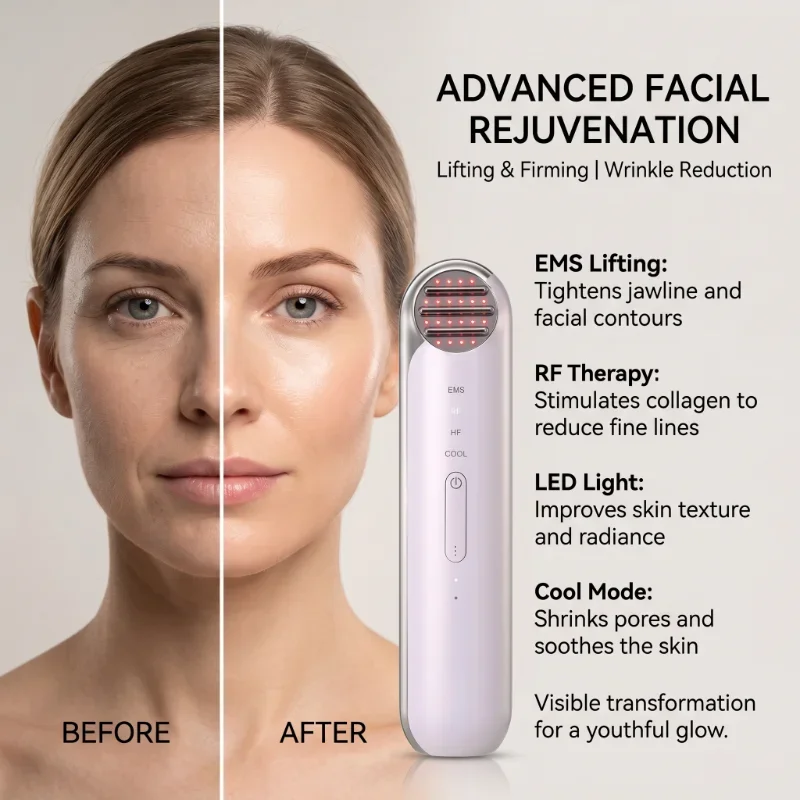 

Cold Facial Massager EMS Face Lifting LED Therapy Anti-Wrinkle Anti-Aging Multi-Pole Skin Beauty Instrument