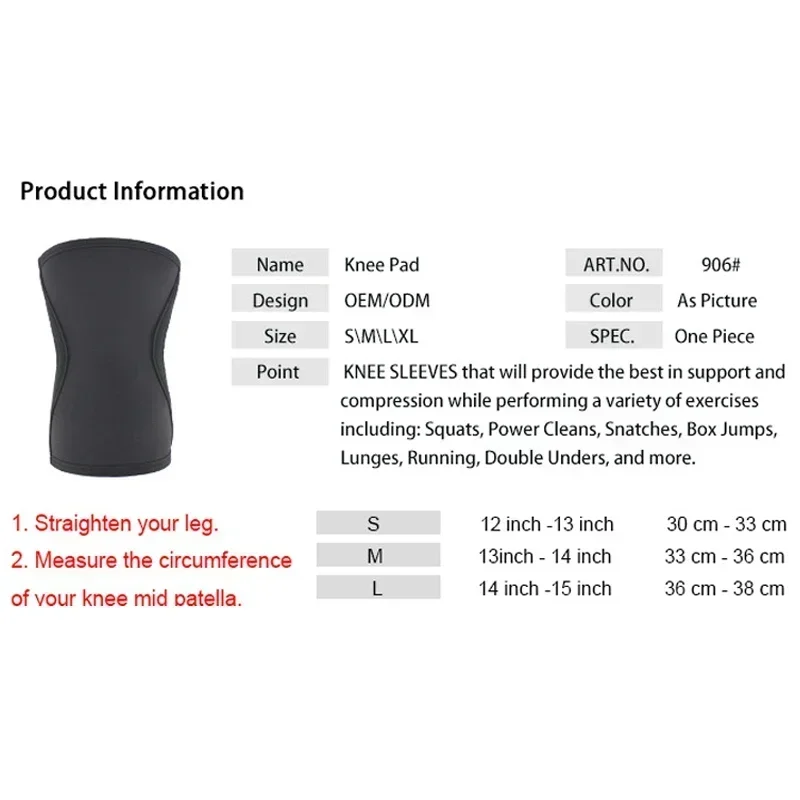 1 Pair Squat 7mm Knee Sleeves Pad Support Men Women Gym Sports Compression Neoprene Knee Protector For CrossFit Weightlifting