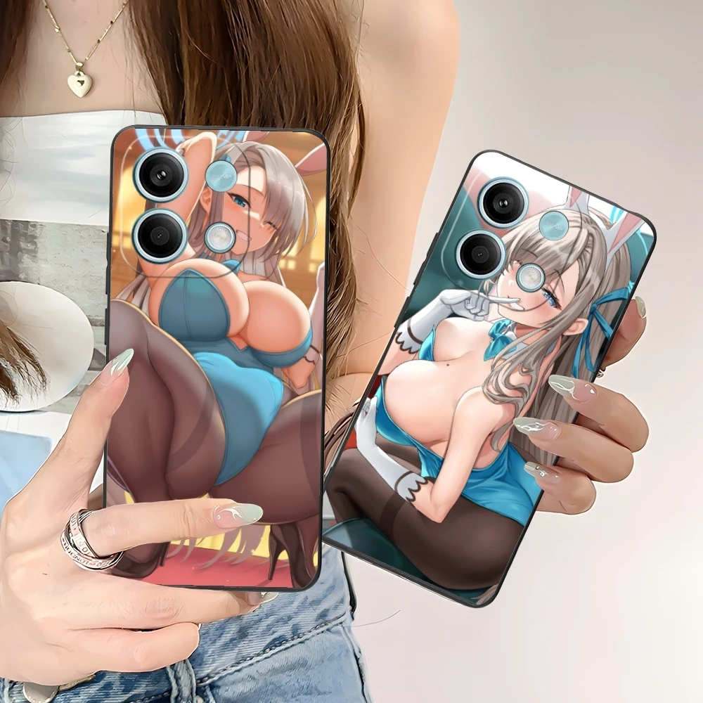 Blue Archive Asuna Sexy Hentai Phone Case for Xiaomi POCO M6 M5 M4 M3 X6 X5 X4 X3 F6 F5 F4 F3 F2 C40 Pro GT 5G Black Cover Shell