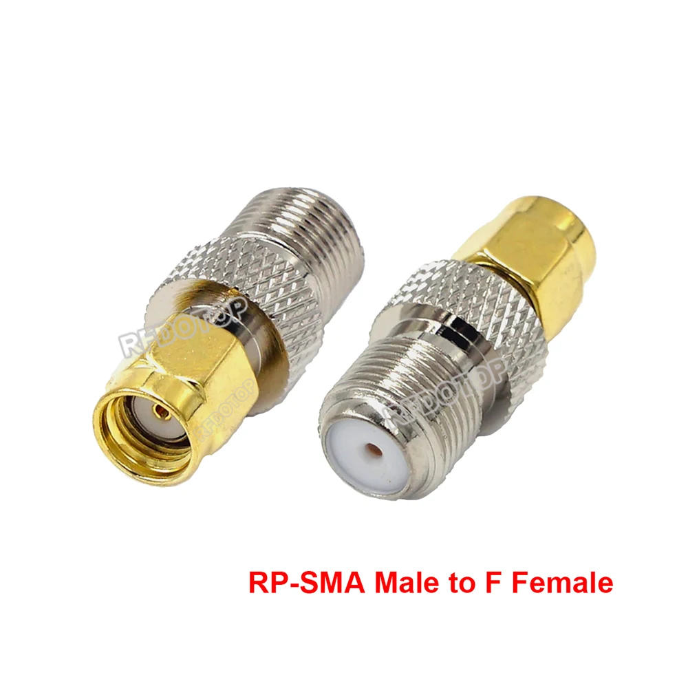 100PCS RP-SMA Male Plug to F Female TV Straight Connector for Wifi Radio Antenna TV F-K to RPSMA-K Quick Plug RF Coax Adapter