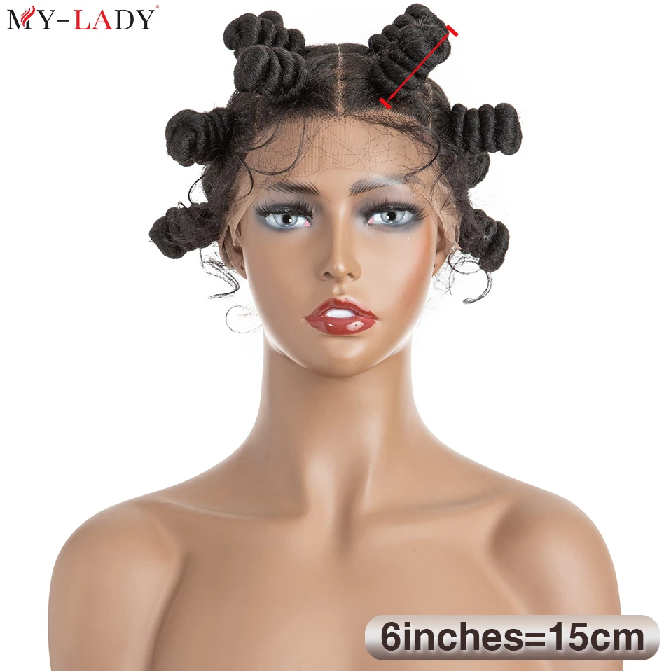 My-Lady 6 "Box trecce panini intrecciati intrecciati senza nodi Glueless capelli sintetici parrucca piena del merletto con i capelli del bambino parrucche Afro delle donne nere