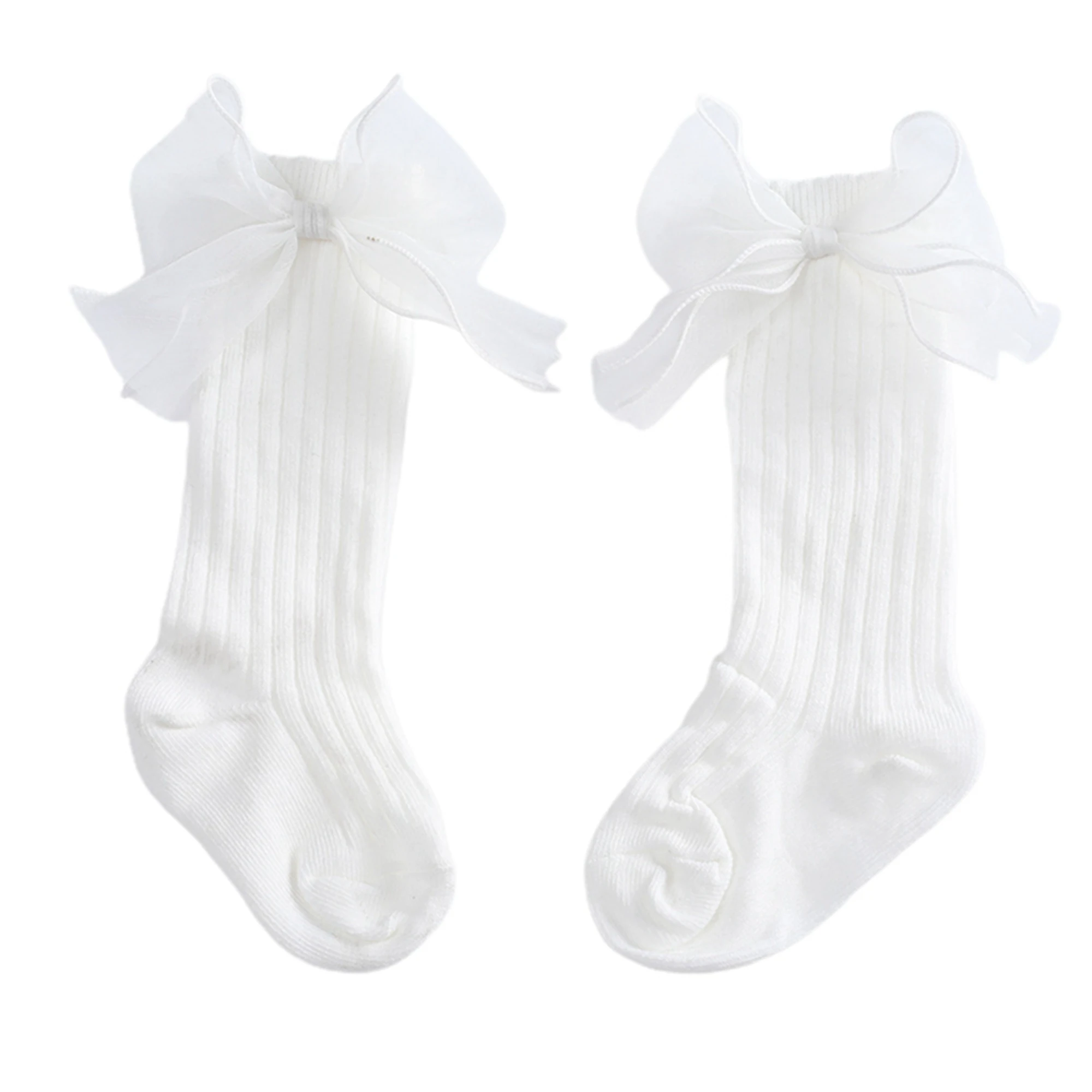 0-3T Baby Girl Calf Socks Stretch Bow Soft Lightweight Baby Lace Big Bow Stockings Knee Length Socks Stockings