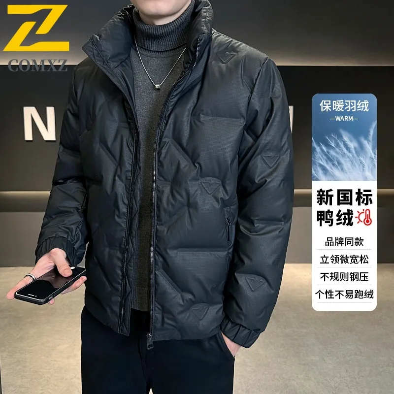 

COMXZ Men's Down Jacket Stand Collar Minimalist Style Office Work Cotton Padded Jacket Daily Commute High Quality Puffer Jacket
