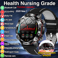 2025 New ECG+PPG AI Laser Therapy Smart Watch Uric Acid Blood Fat Pressure Body Analysis SmartWatch Sports Men Call Health Clock