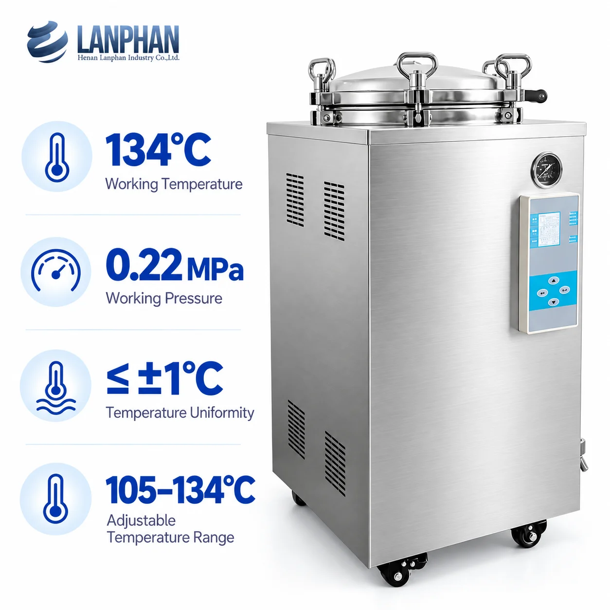 35-150L Automatic Vertical Steam Autoclave Sterilizer for Culture Media Canned Food Processing