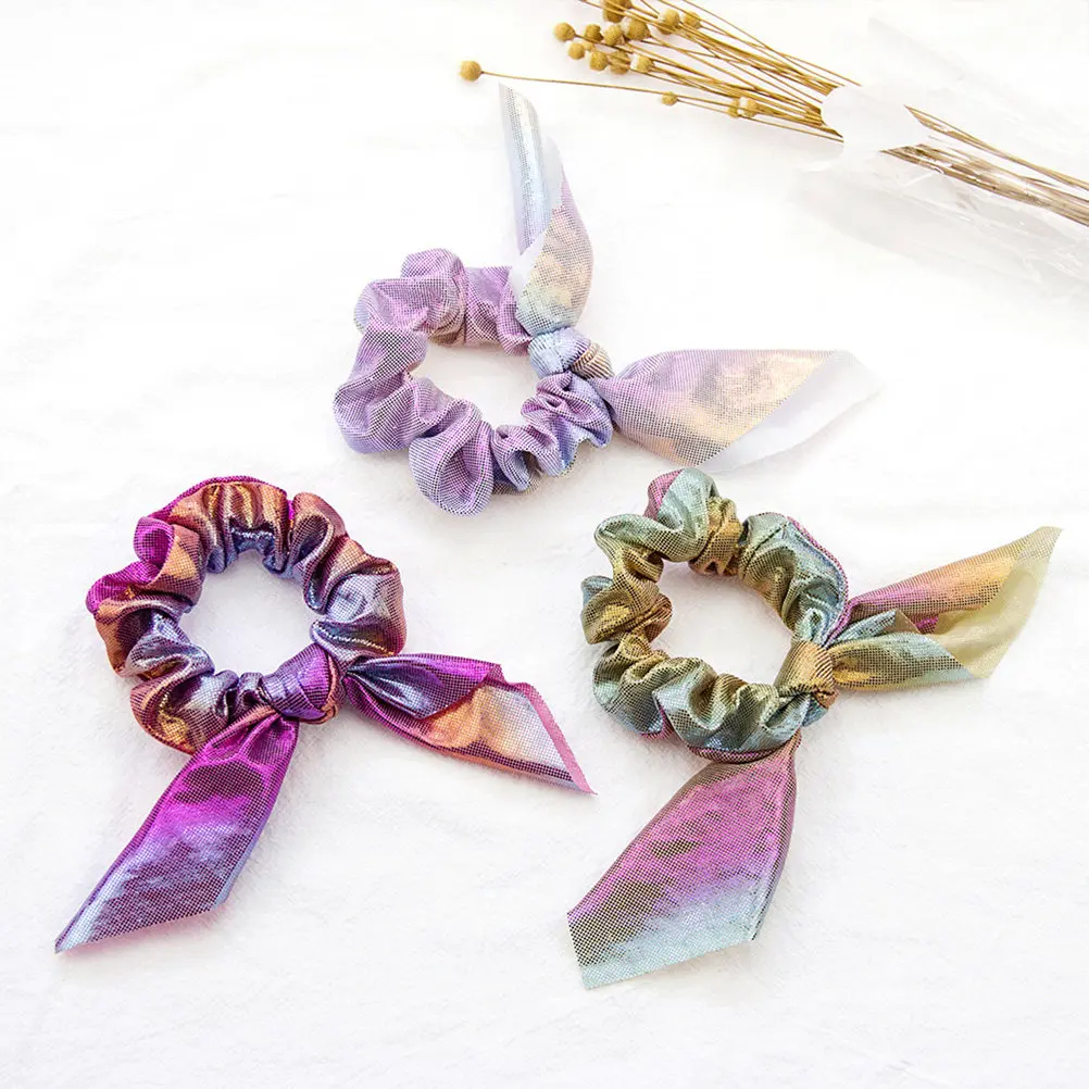 10Pcs Rabbit Ear Hair Rope Hair Ties Stretch Elastic Ponytail Holder Accessories Colorful Set for Women Girls Daily Gift