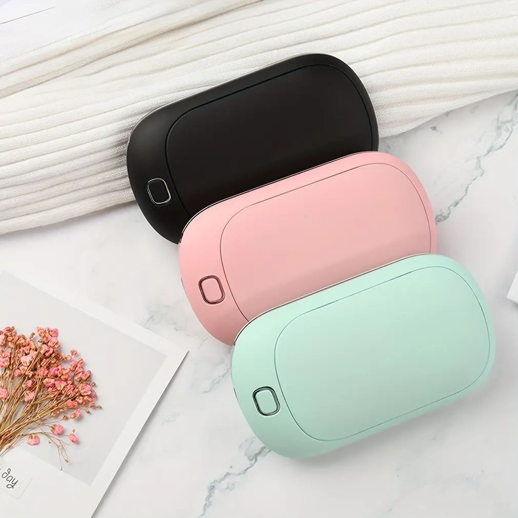 Mini Hand Warmer Winter Portable USB Rechargeable Pocket Hand Warmer Mobile Power Double-sided Quick Heating 5000mAh