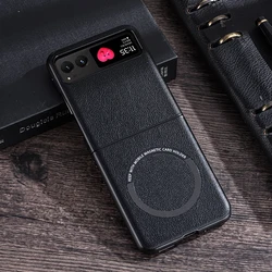 PU Leather Case for Razr 40 For Magsafe Magnetic Wireless Charging Shockproof Back Cover For Moto Razr 40 2023