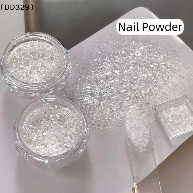 Snow Powder Ultra-Thin Nail Flakes Fine Shimmer Opal Glitter Material Transparent Silver Nail Art Decorations〔DD329〕