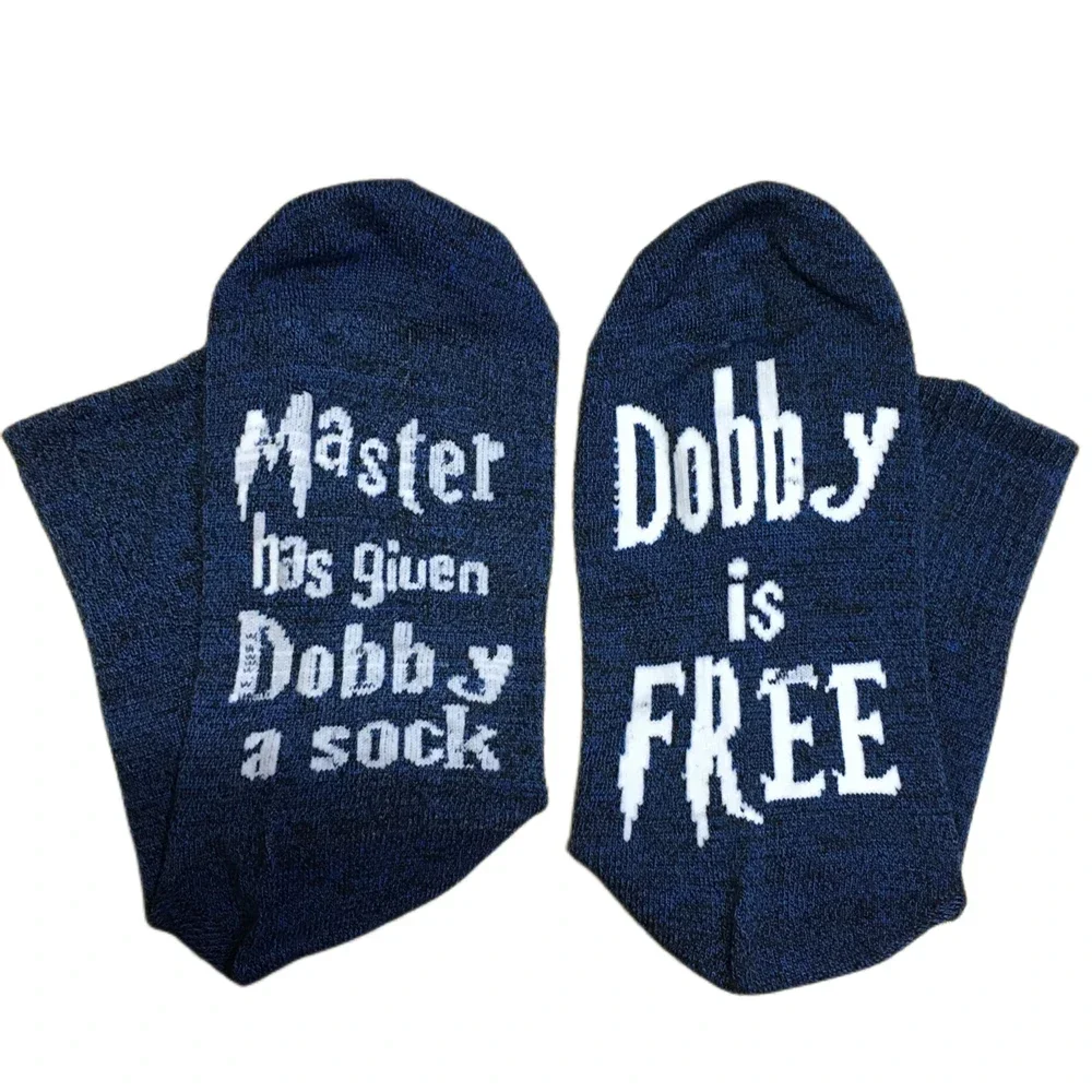 Novità 'Master Ha dato Dobby A Sock' 'Dobby Is Free' Uomo Divertente Morbido cotone Casual Lettera Sokken Dropship