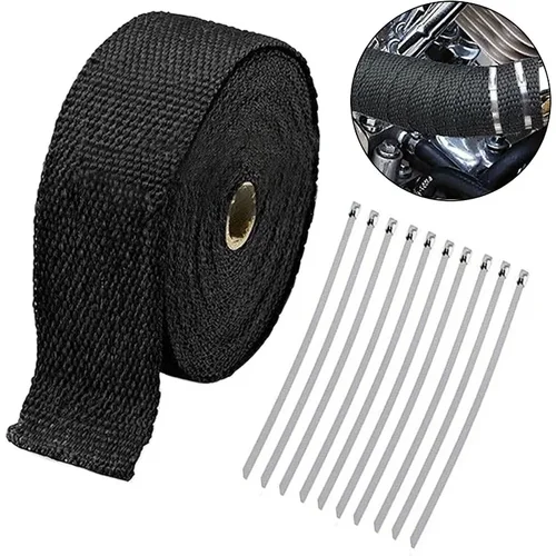 자동차 개조 파이프 절연 테이프, 오토바이 배기 파이프 화상 방지 천, 단열 코튼 질경이 천, 5m, 10m, 15m 