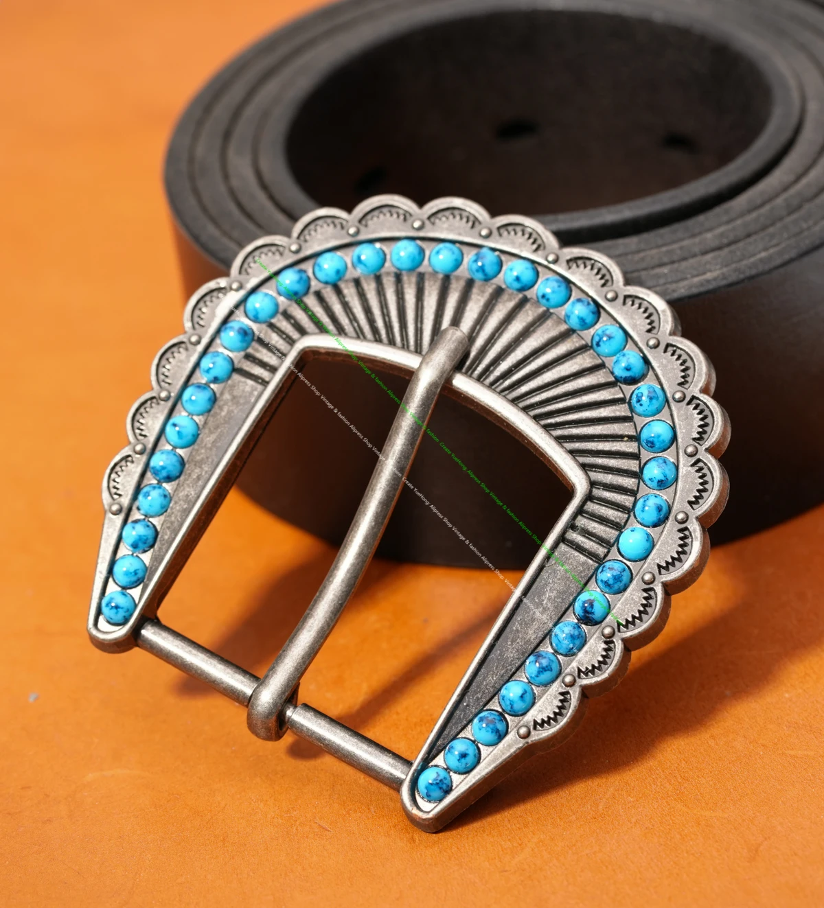 38 مللي متر الرجال خمر الفضة معدن جنوب غرب الفيروز حبة البطانة صدفي دبوس حزام مشبك الجلود الحرفية مشبك صالح 38 مللي متر حزام