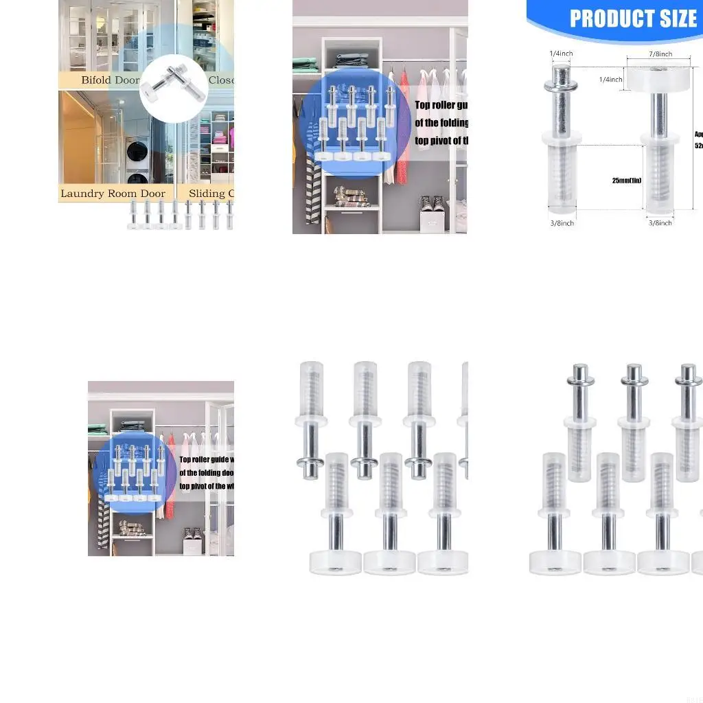581E 8pcs محور المفصلات أعلى دليل العجلة Bifold Door Hardware Kits خزانة خزانة باب دليل التثبيت العجلة أعلى المحاور المفصلية