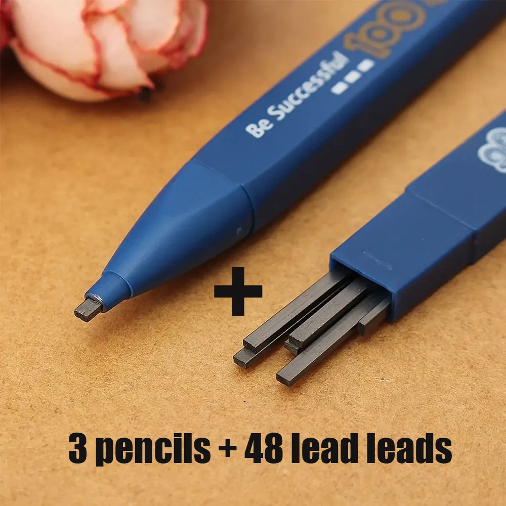 51-Piece 2B Pencil Set - Includes 3 Mechanical Pencils and 48 Black Leads, Made of Durable Plastic (Color Random)