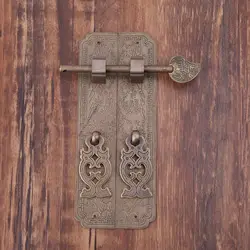 Pure Copper Antique Door Handles Kit Retro Chinese Style Gate Pulls Furniture