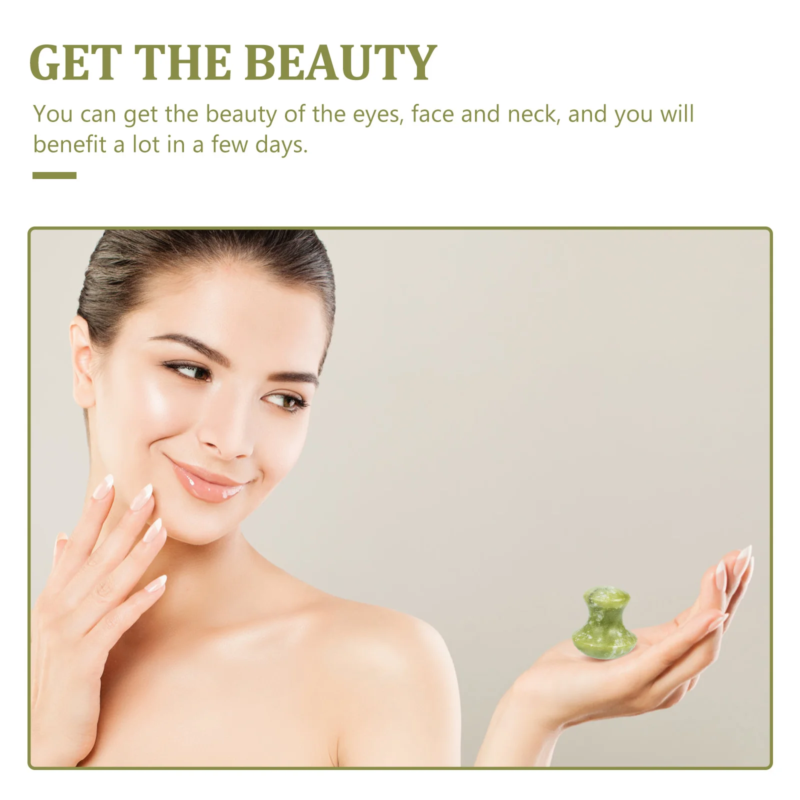 ลูกกลิ้งนวดหน้ากัวซา 2 ชิ้น ทำจากหยก สำหรับนวดหน้าและรอบดวงตา ช่วยเพิ่มความยืดหยุ่นให้ผิว เครื่องมือกัวซาสำหรับขูดผิว