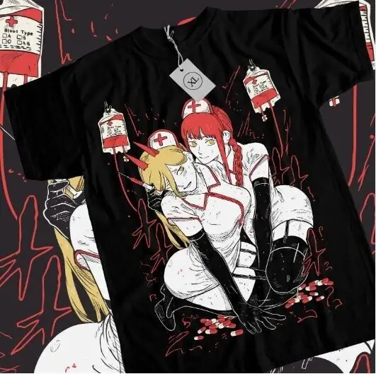 

MAKIMA POWER T-Shirt Japanese Anime Manga Chainsaw Man Denji Power Black Shirt