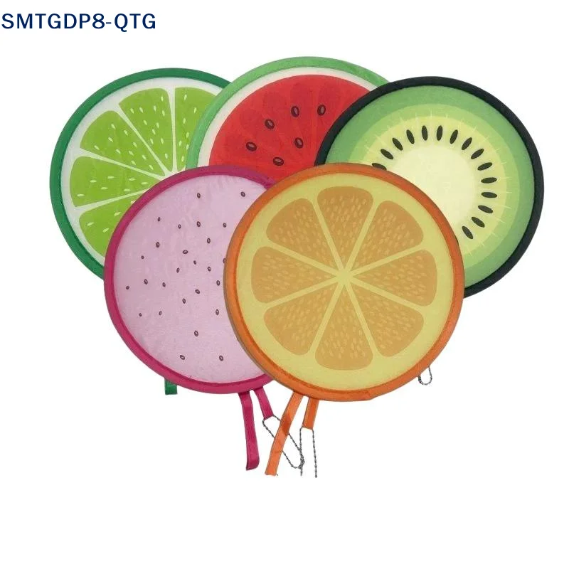 NEW [New]  Portable Round Foldable Hand Fans Cartoon Foldable Design Handheld Folding Fan Round Shape Fruit Style Cooling Fans