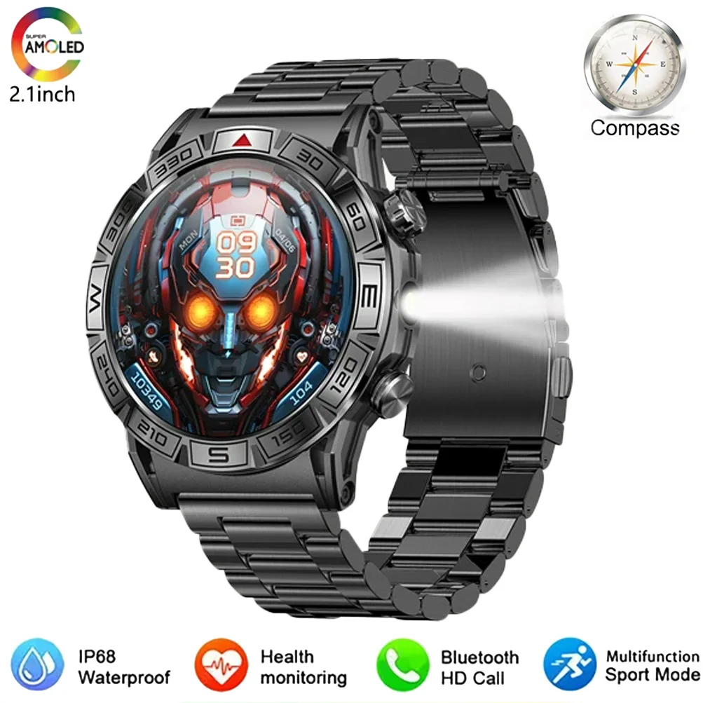 

Flashlight Smart Watch 1.43 inch Amoled Large Screen Compass AI Voice Bluetooth Call Health Monitoring Outdoor Sports Smartwatch