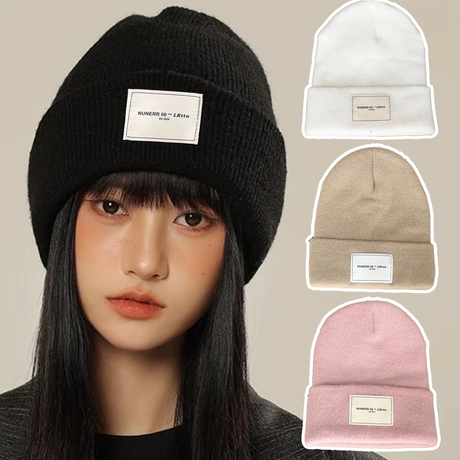 

Thicken Winter Knitted Hat Cold Proof Ear Protection Beanie Cap Warm Elastic Cycling Outdoor Skull Cap Solid Color Casual Hats