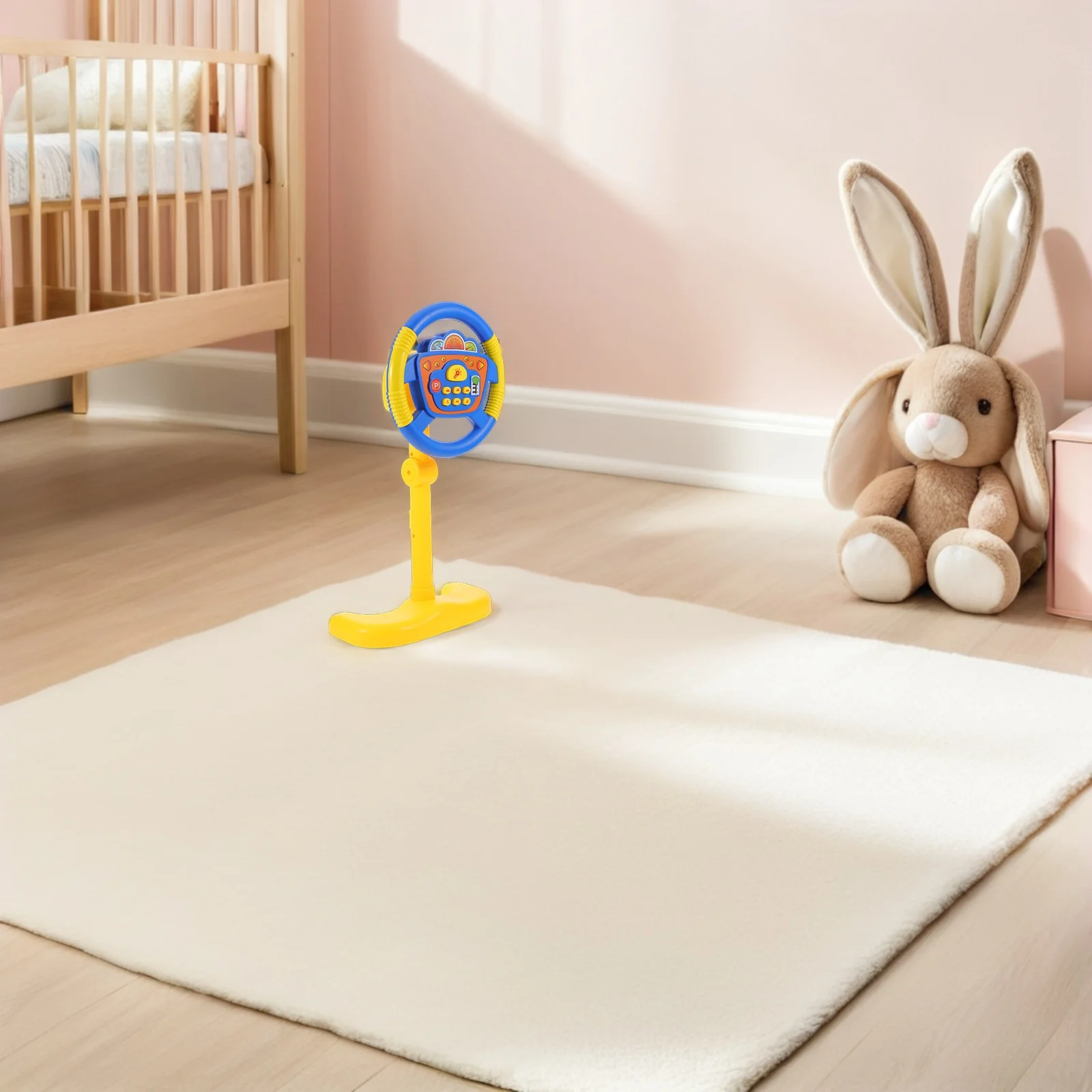 Volante infantil simulado, fácil aderência, plástico durável, uso interno e externo, simulador de música, brinquedo